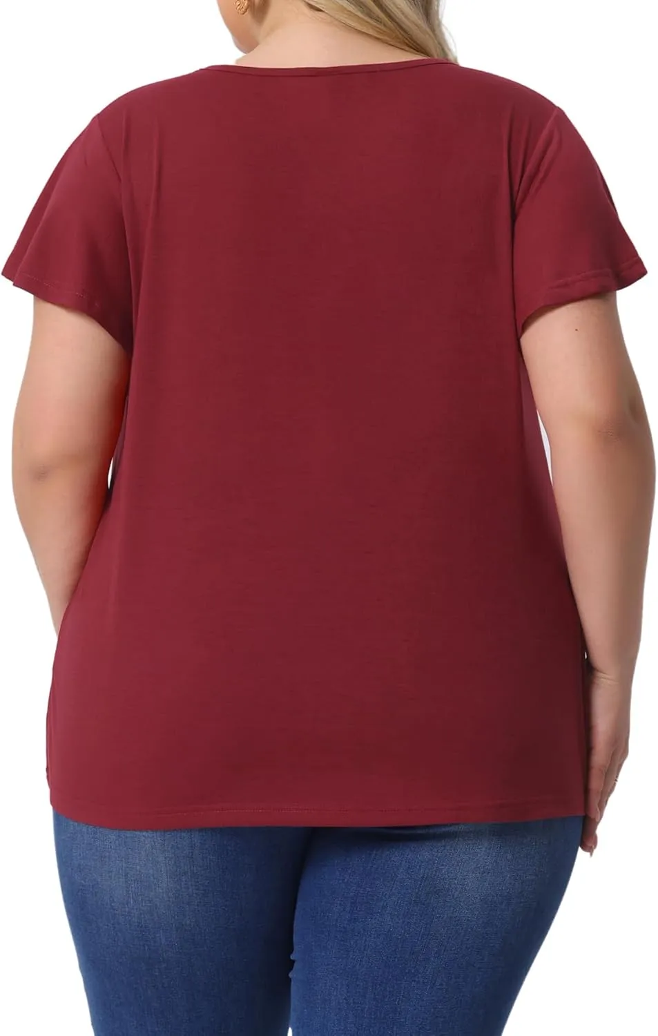 Agnes Orinda Plus Size Women's V Neck Ruffle Short Sleeve Tops Boho Floral Summer t Shirt Tee Tops Blouse Casual 2025