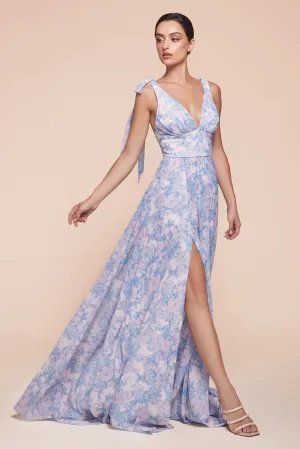 ALENA Tie Strap A-Line Floral Printed Bridesmaid Dress