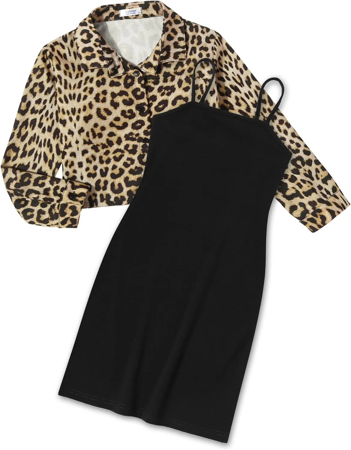 Arshiner Girls Dresses 2 Piece Outfit Cami Dress with Crop Shirt