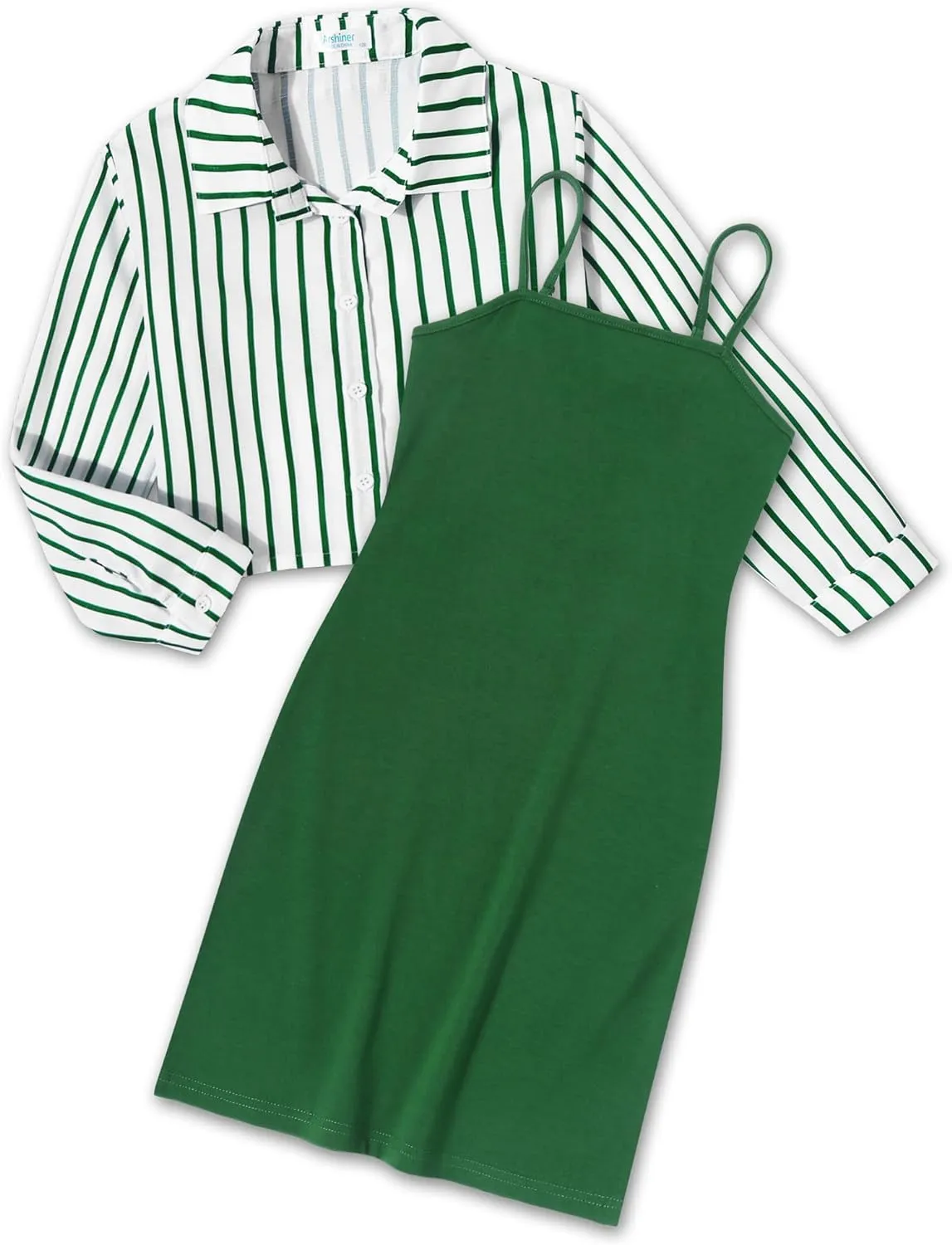 Arshiner Girls Dresses 2 Piece Outfit Cami Dress with Crop Shirt