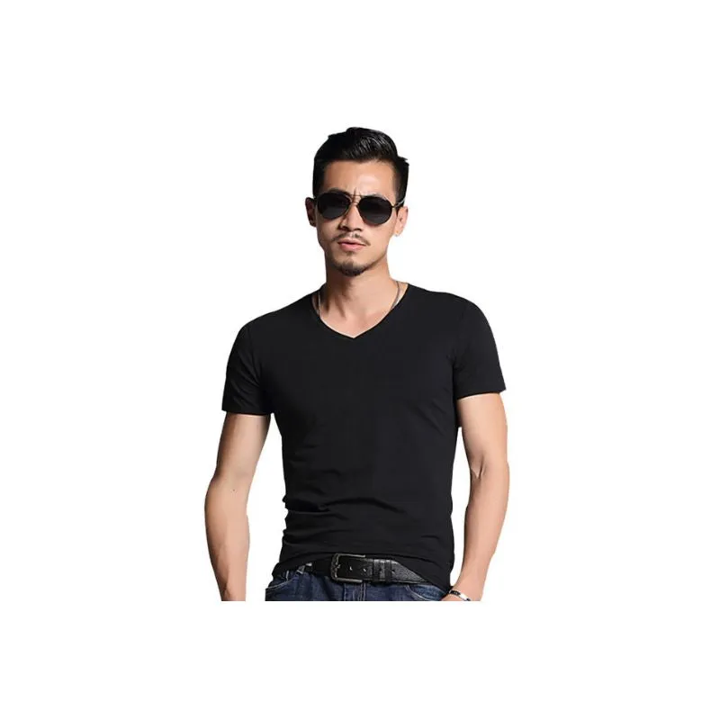 Basic v-neck T-shirt Solid Colors Men