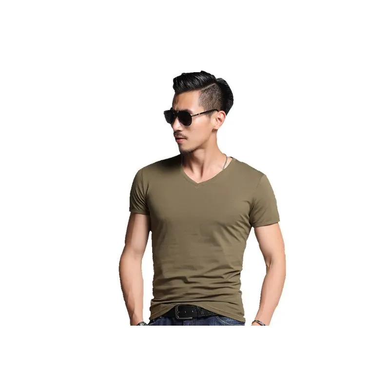 Basic v-neck T-shirt Solid Colors Men