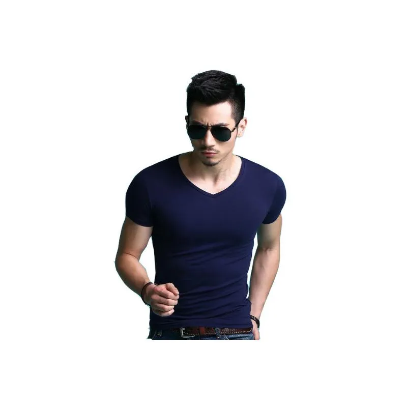 Basic v-neck T-shirt Solid Colors Men