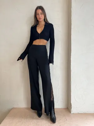 Bec and Bridge Spencer Lace Wide Leg Pant in Black/Black