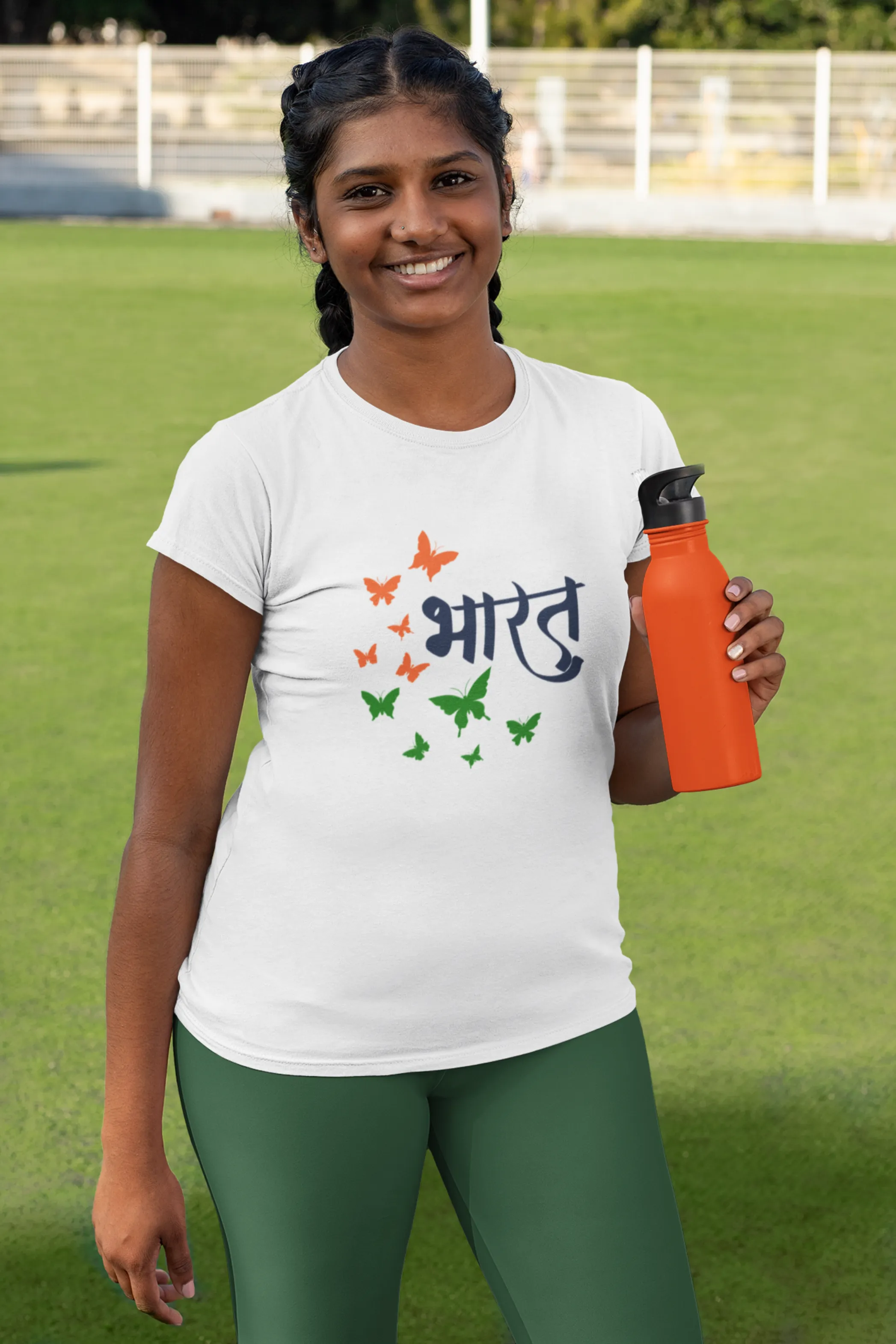 Bharat White Printed T-shirt for women