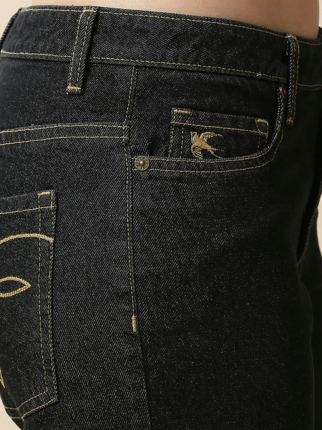 BLACK DENIM MID RISE STRAIGHT LEG CROPPED JEANS