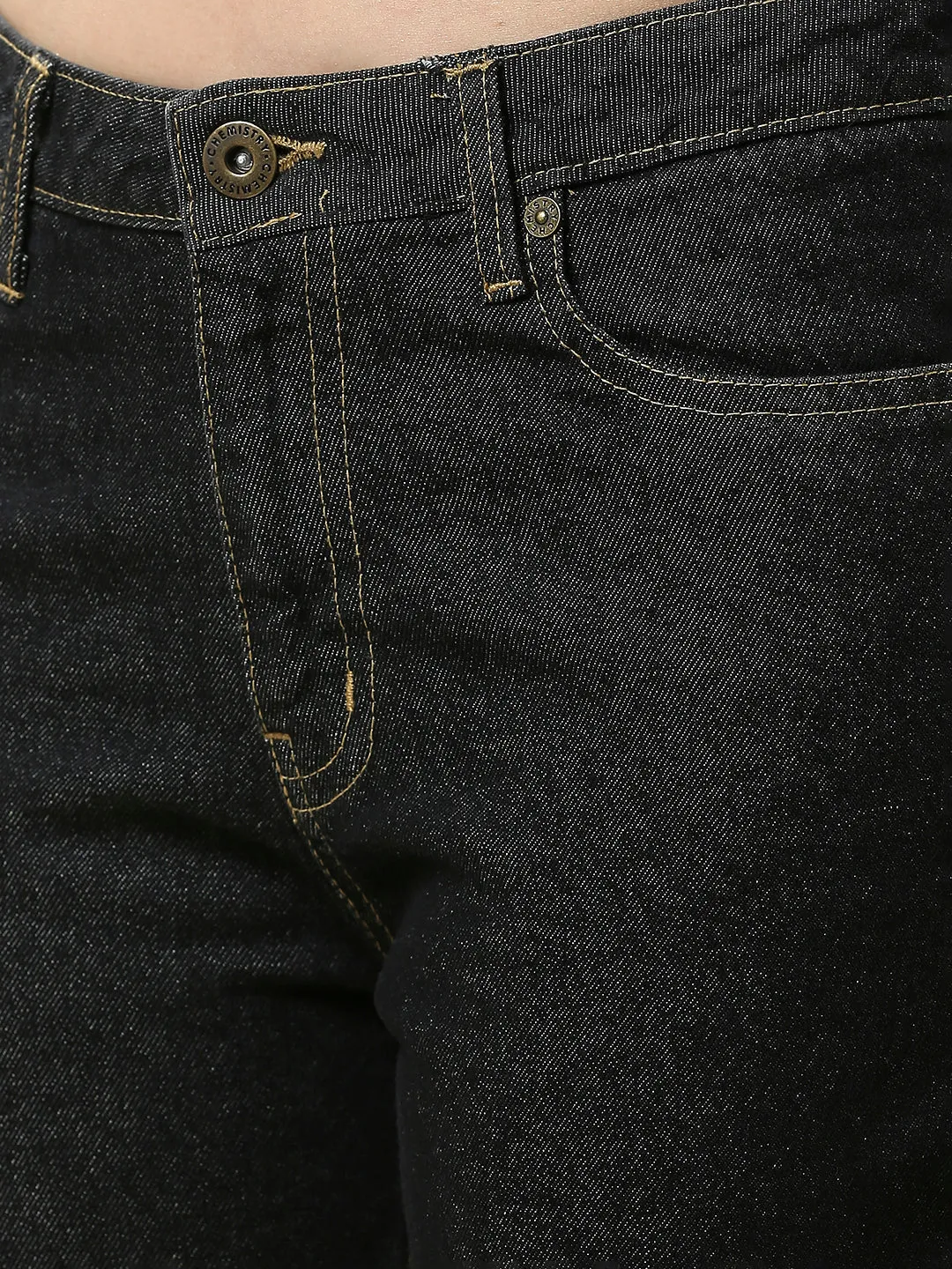 BLACK DENIM MID RISE STRAIGHT LEG CROPPED JEANS
