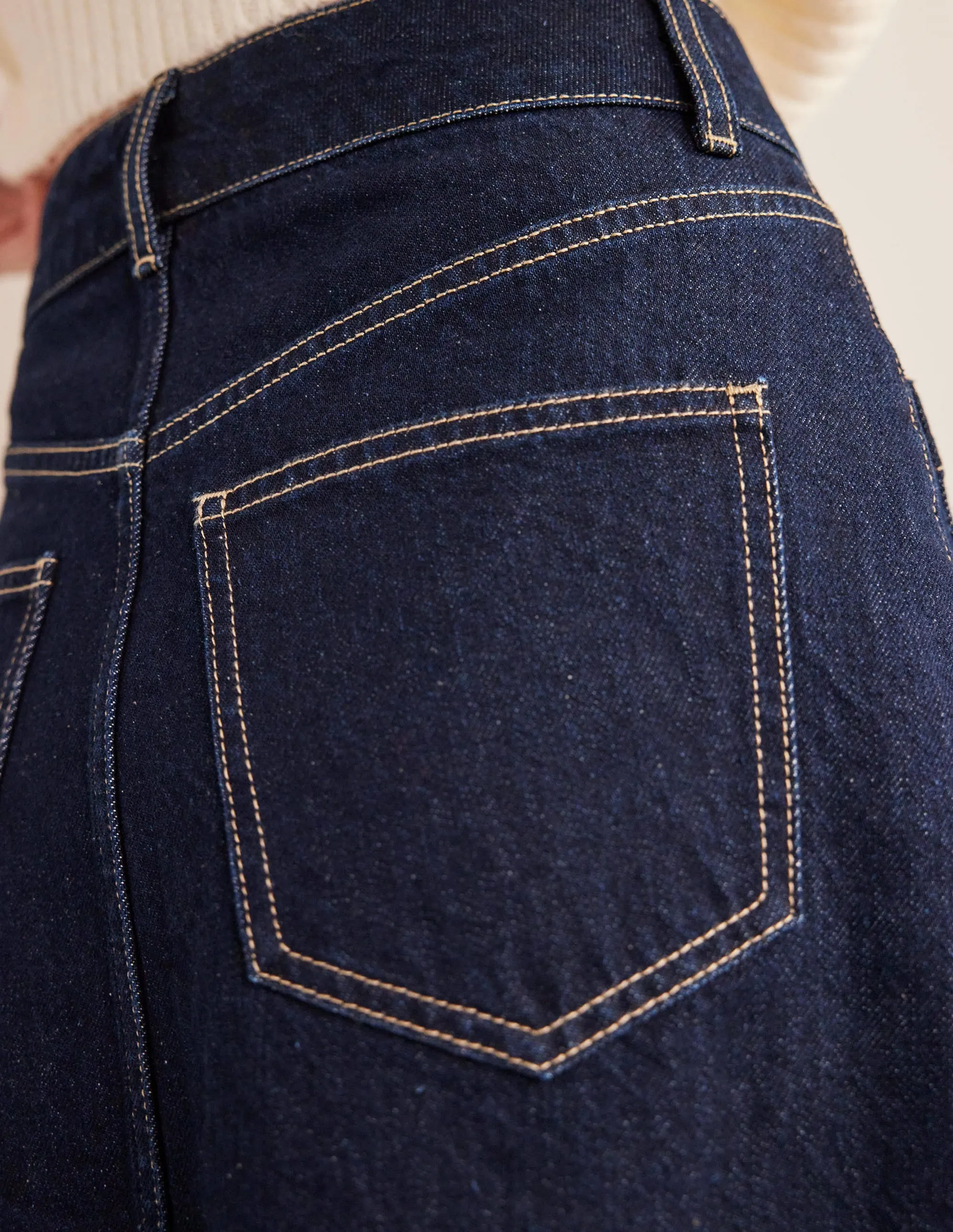 Button Through Denim Mini-Indigo