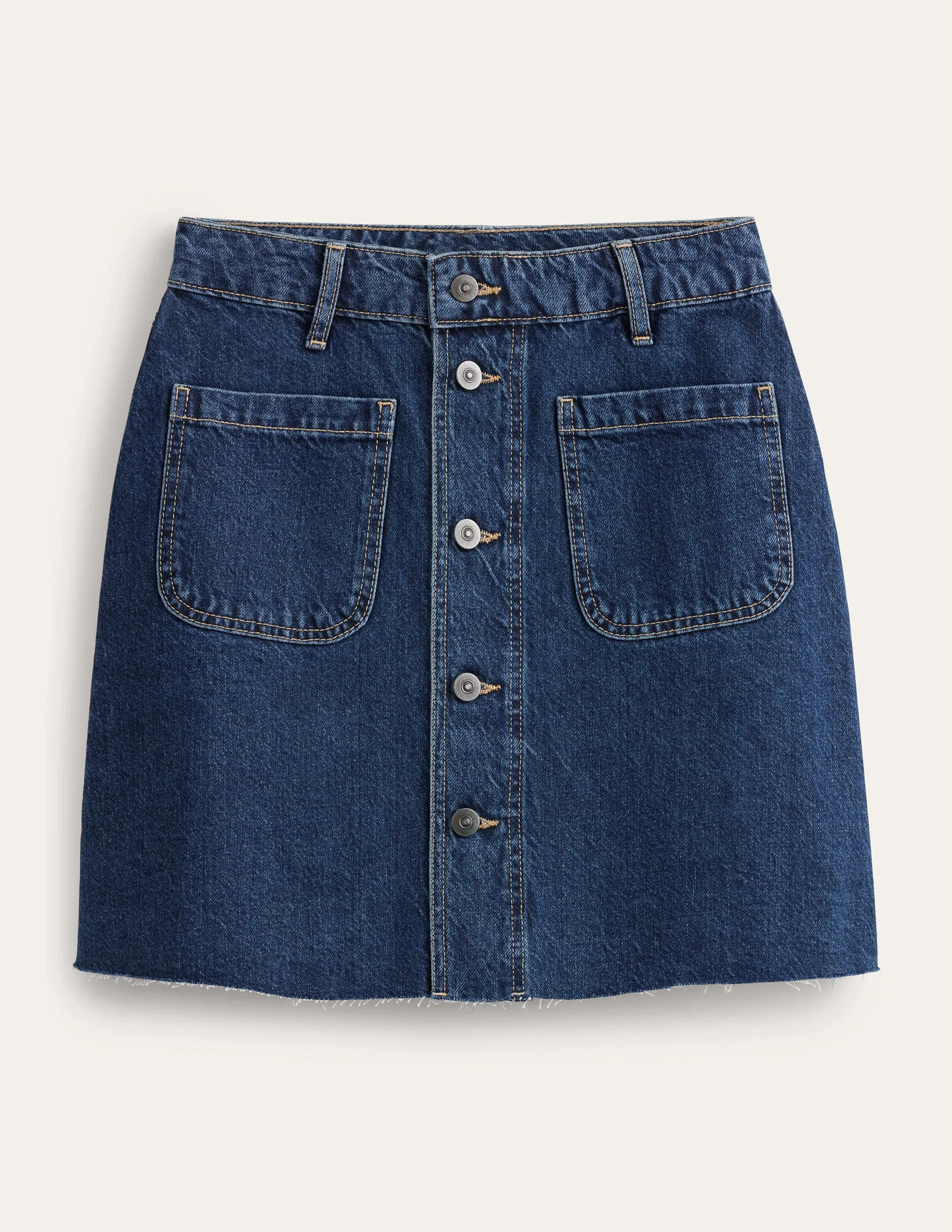 Button Through Denim Mini-Indigo