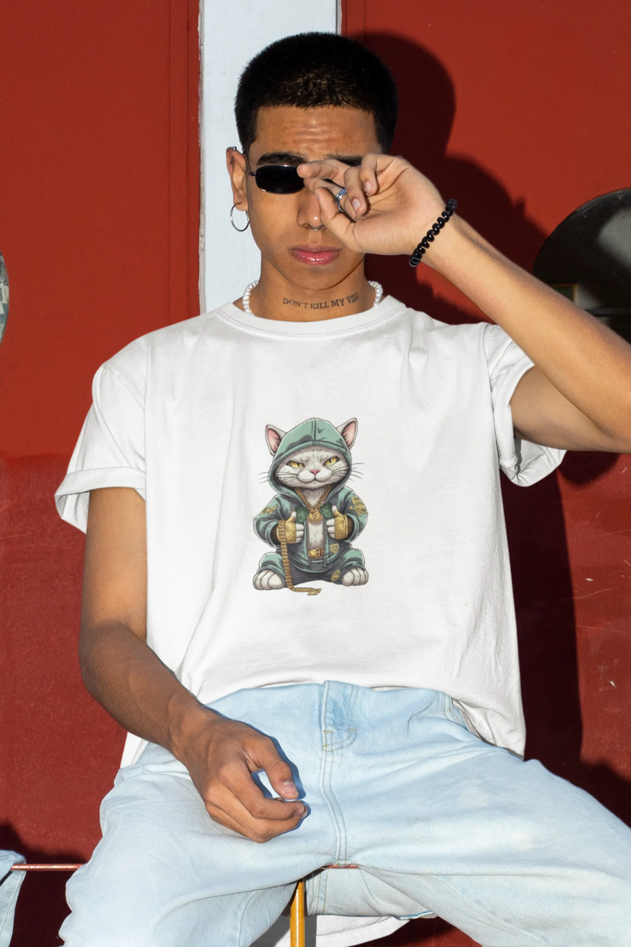 Cool Cat Printed T-shirt for men
