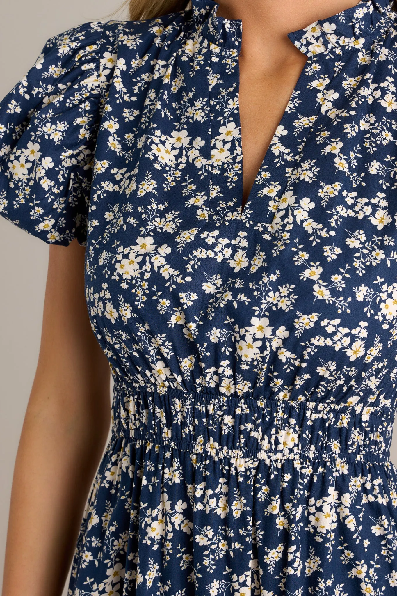Gardenia Gala 100% Cotton Navy Floral Maxi Dress