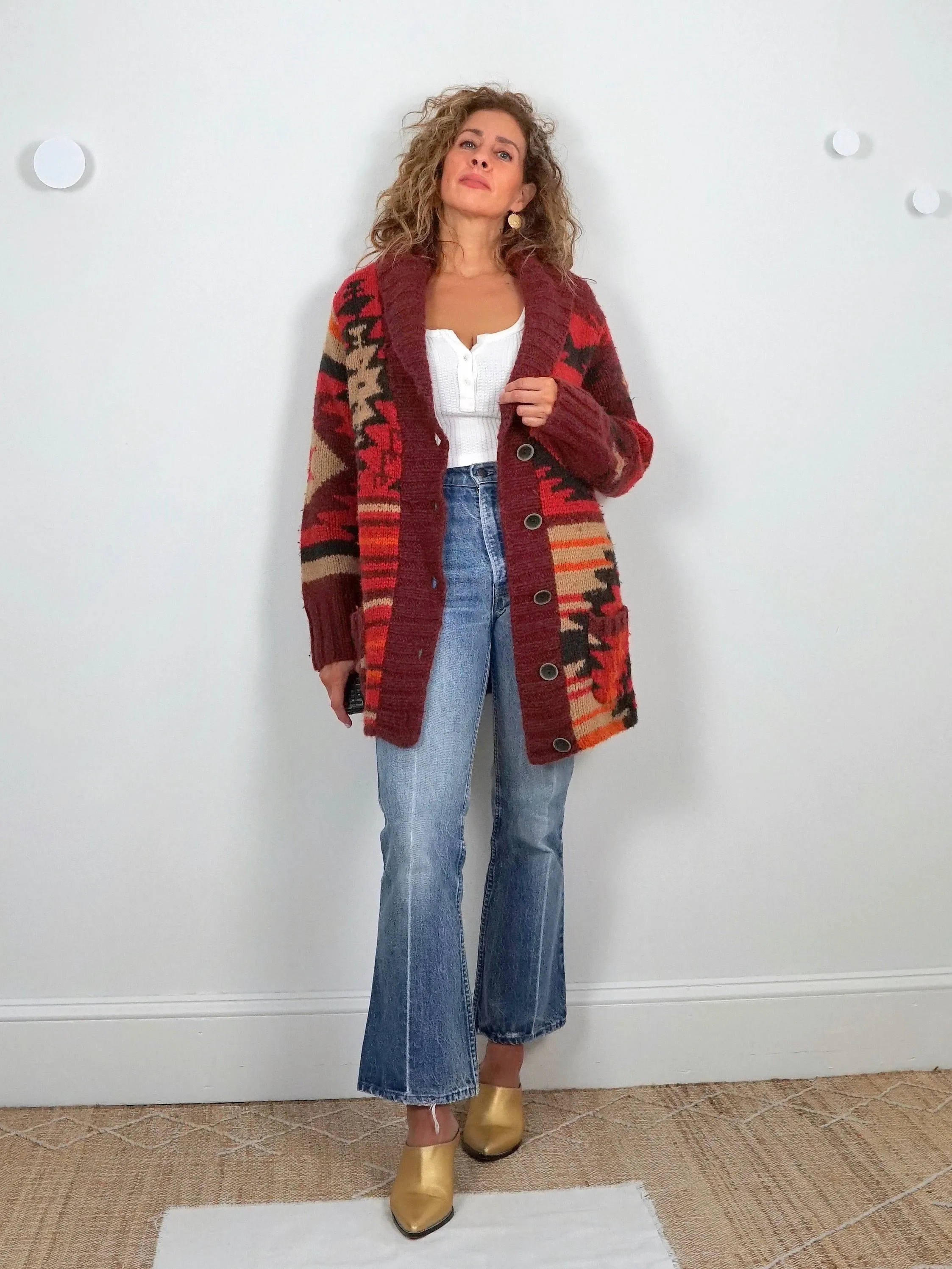 Handknit Southwestern Desert Cardigan Sweater