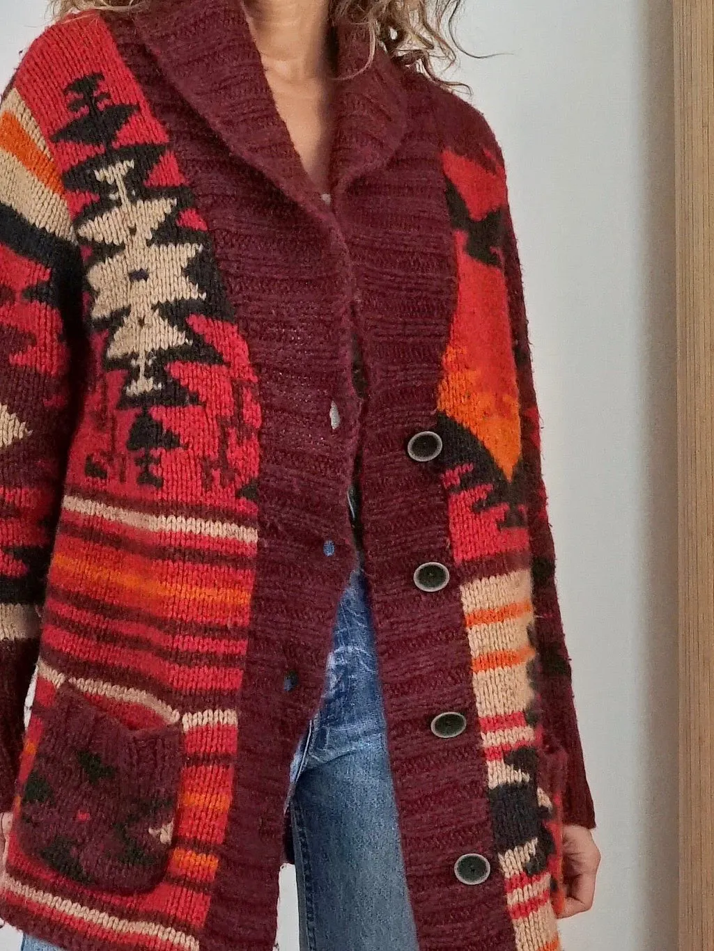 Handknit Southwestern Desert Cardigan Sweater