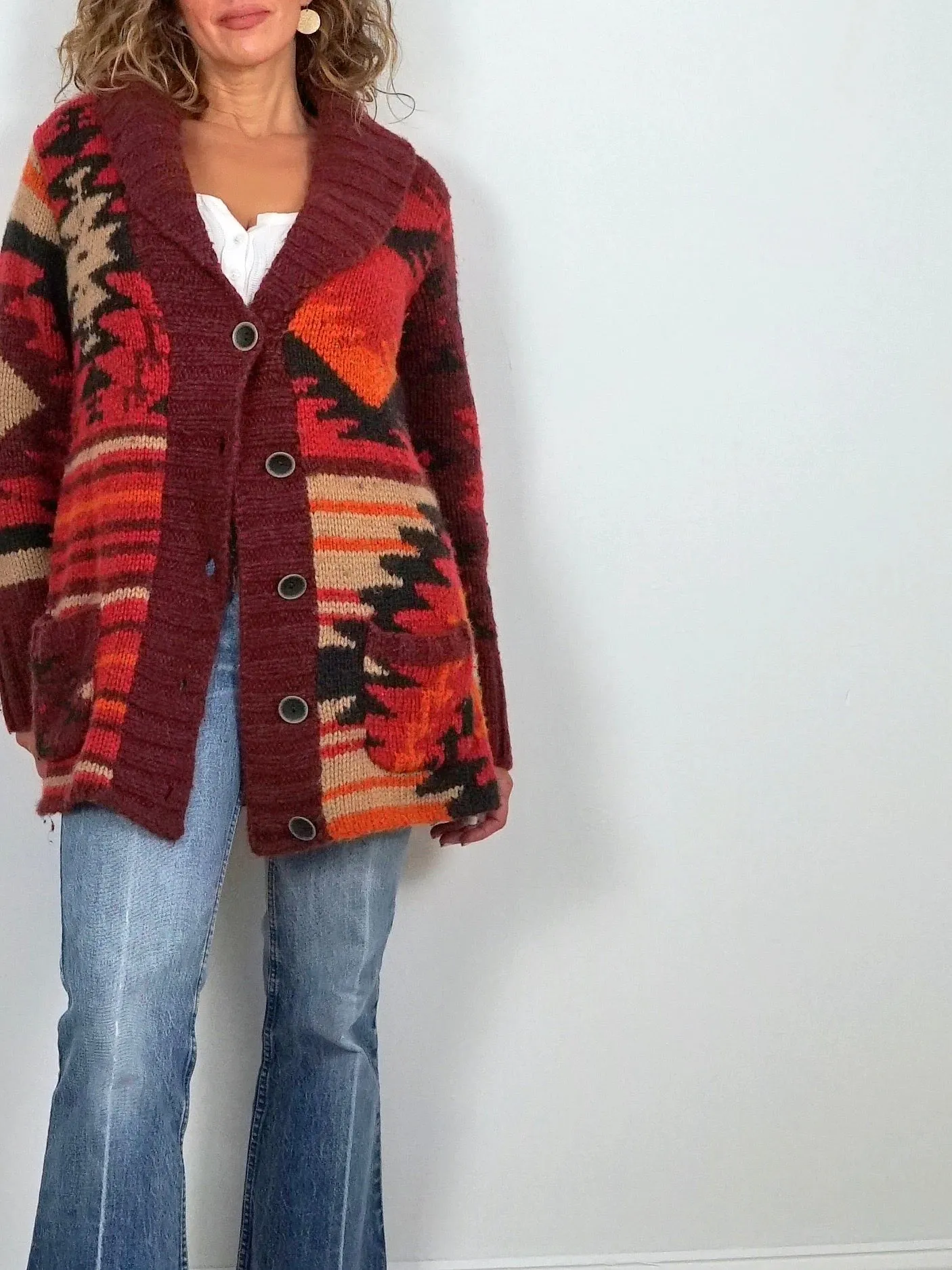 Handknit Southwestern Desert Cardigan Sweater