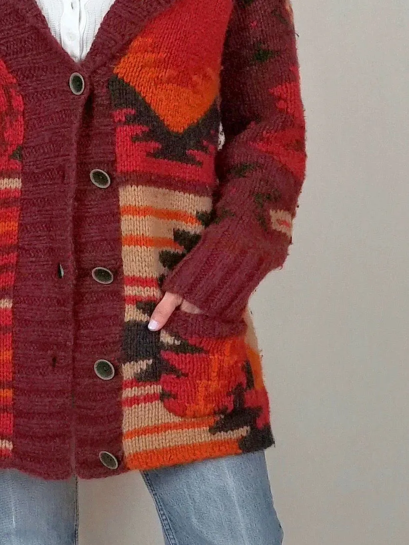 Handknit Southwestern Desert Cardigan Sweater