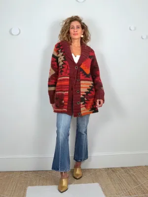 Handknit Southwestern Desert Cardigan Sweater