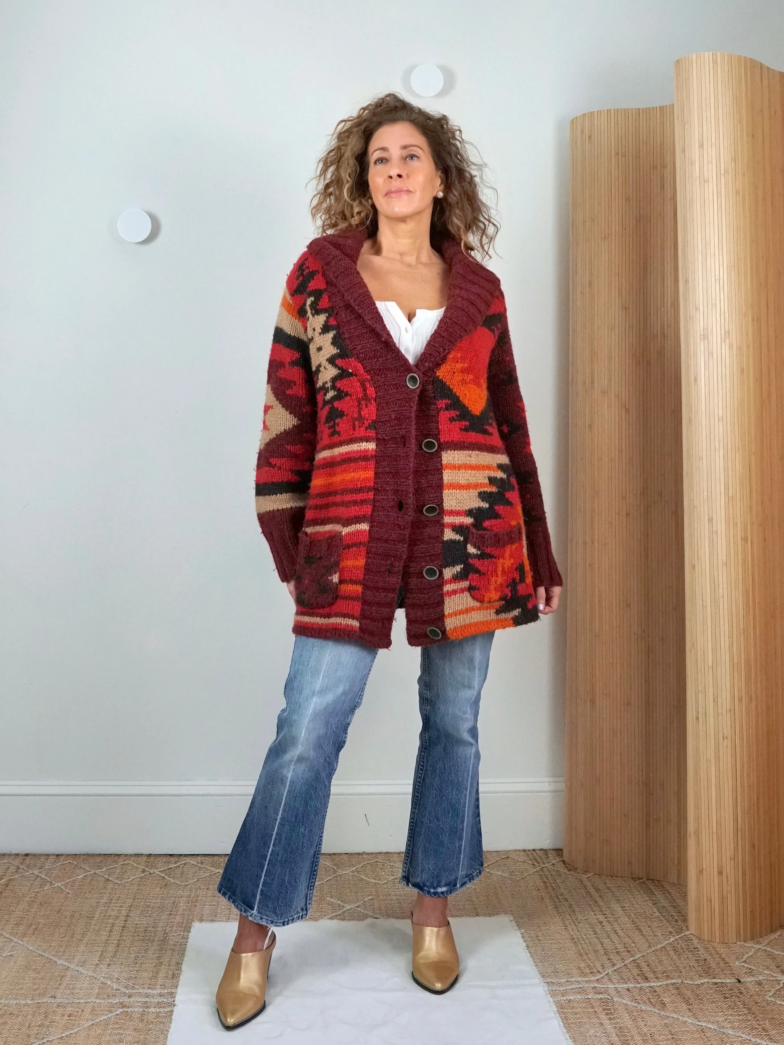 Handknit Southwestern Desert Cardigan Sweater