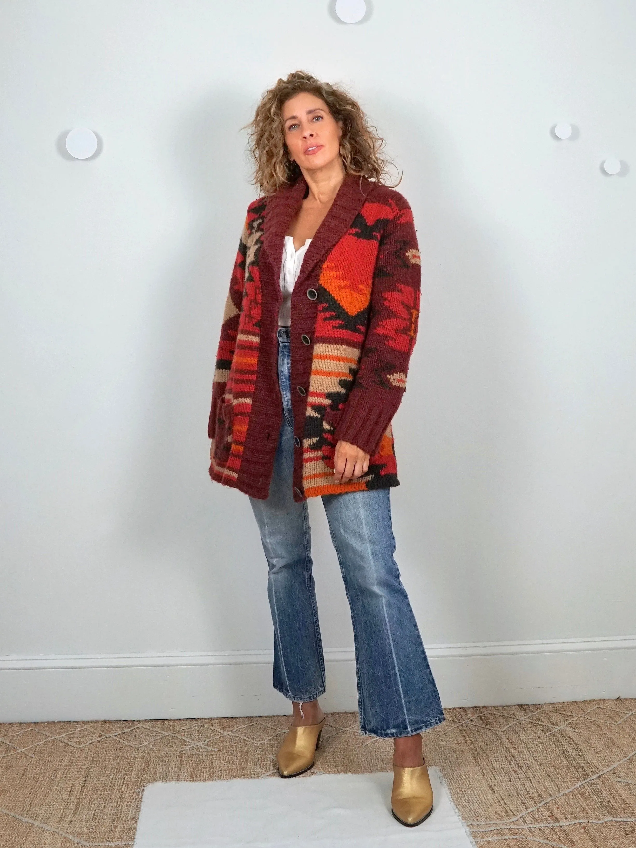 Handknit Southwestern Desert Cardigan Sweater