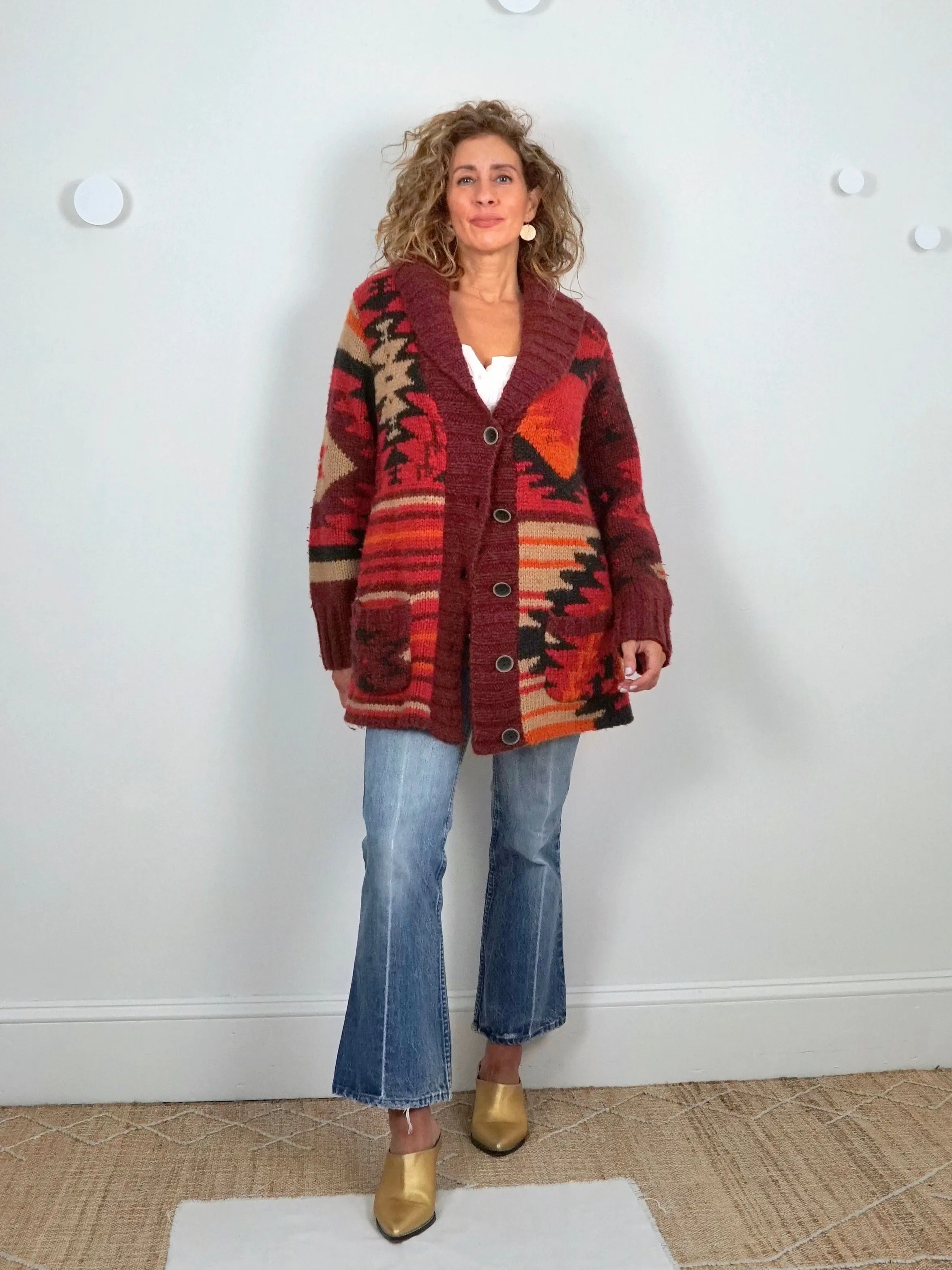 Handknit Southwestern Desert Cardigan Sweater