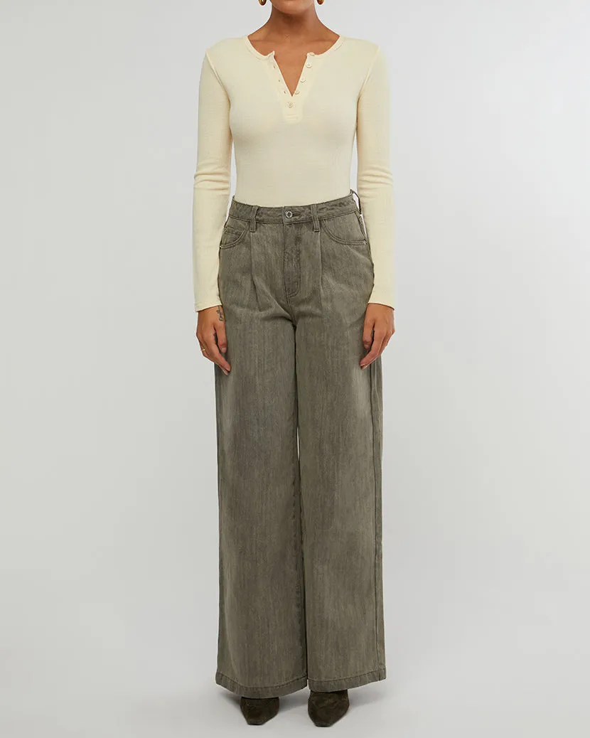 High Rise Pleated Wide Leg Pants