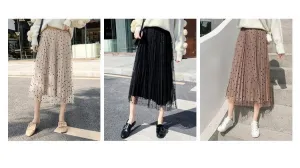 High Waist Polka Dot Pleated Skirt