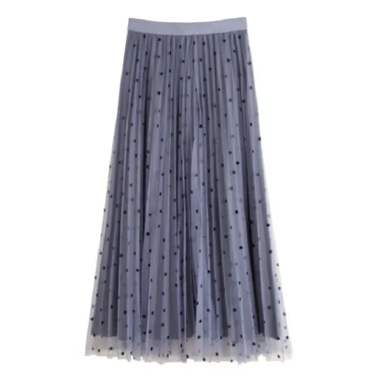 High Waist Polka Dot Pleated Skirt