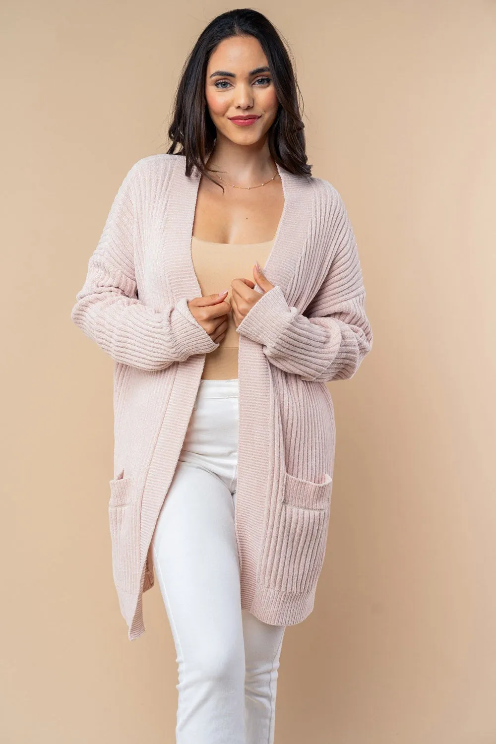 High Waisted Solid Knit Cardigan