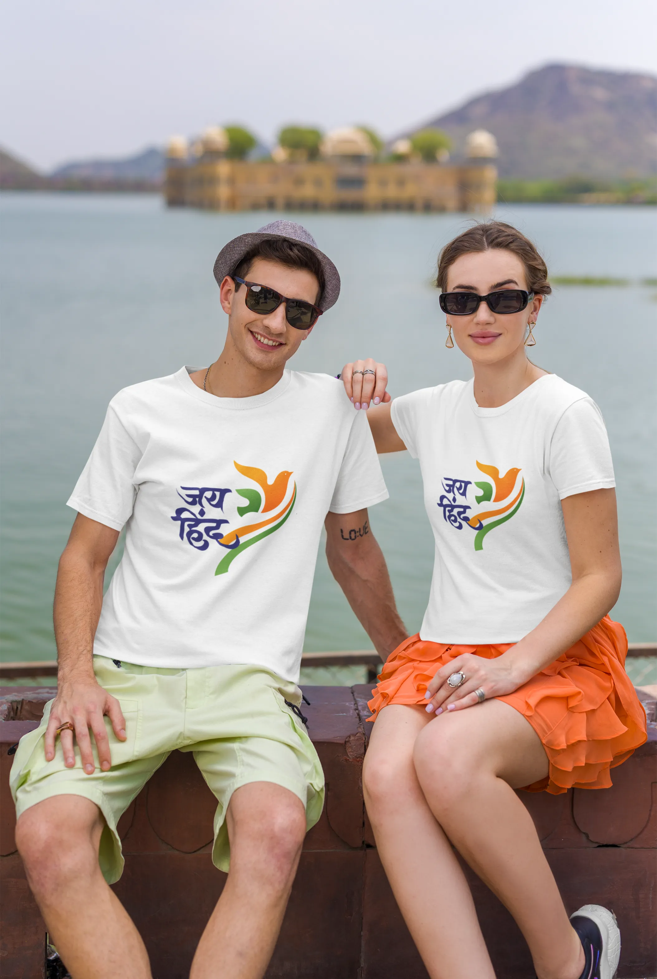 Jai Hind White Printed T-shirt for women
