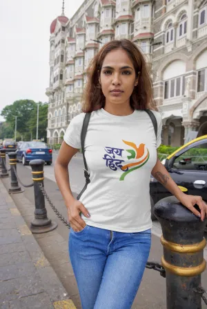 Jai Hind White Printed T-shirt for women