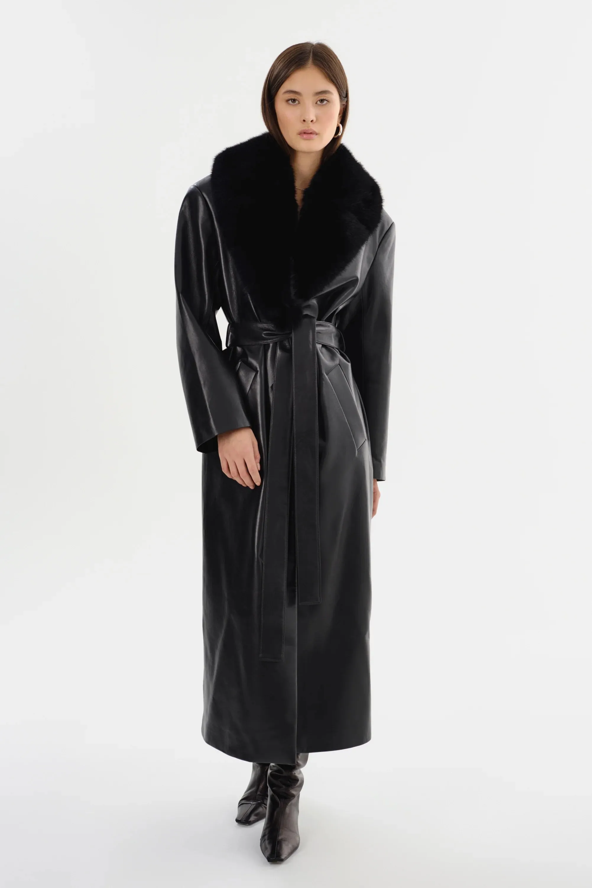 LaMarque Sarita Recycled Leather Maxi Coat | Black
