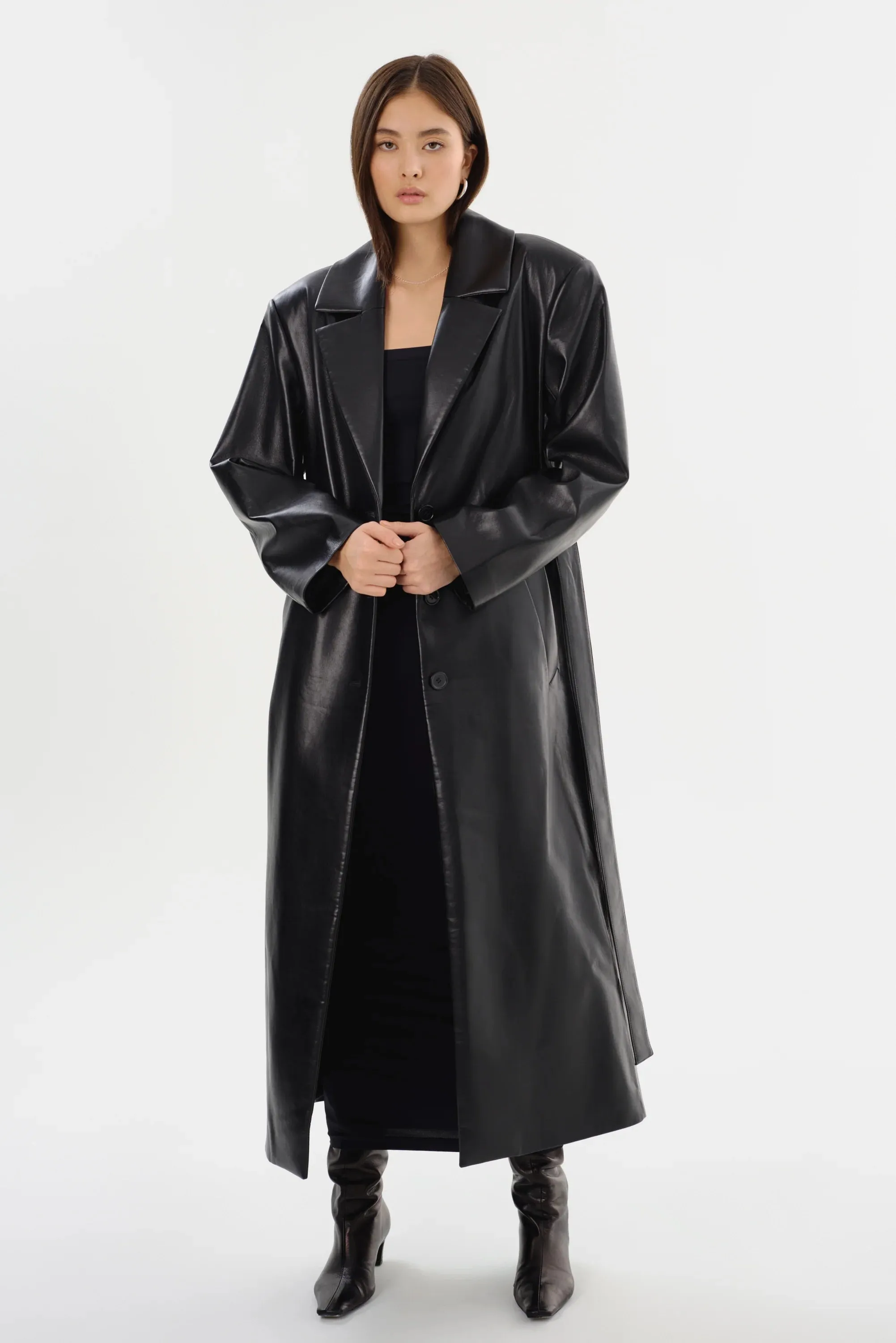 LaMarque Sarita Recycled Leather Maxi Coat | Black