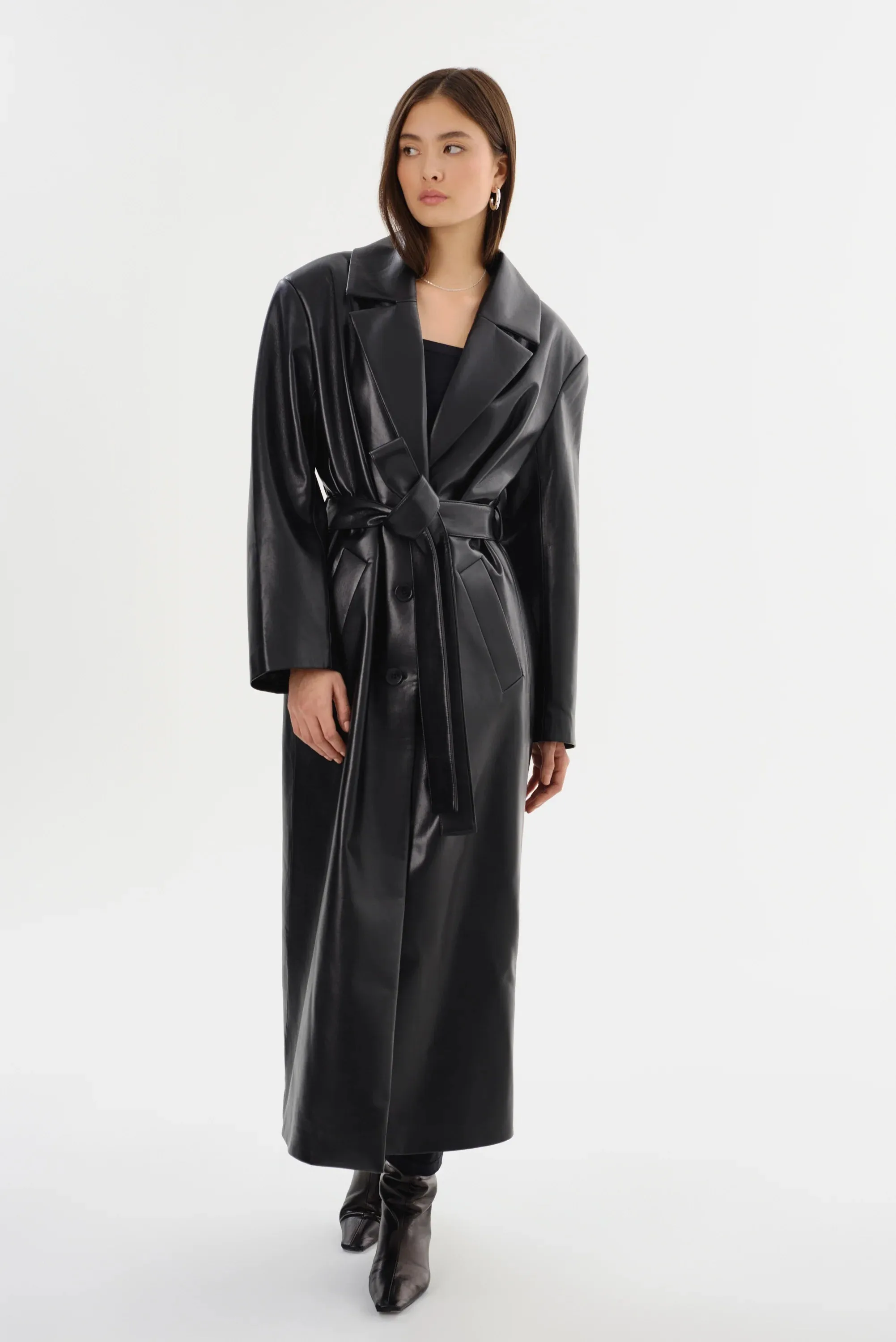 LaMarque Sarita Recycled Leather Maxi Coat | Black