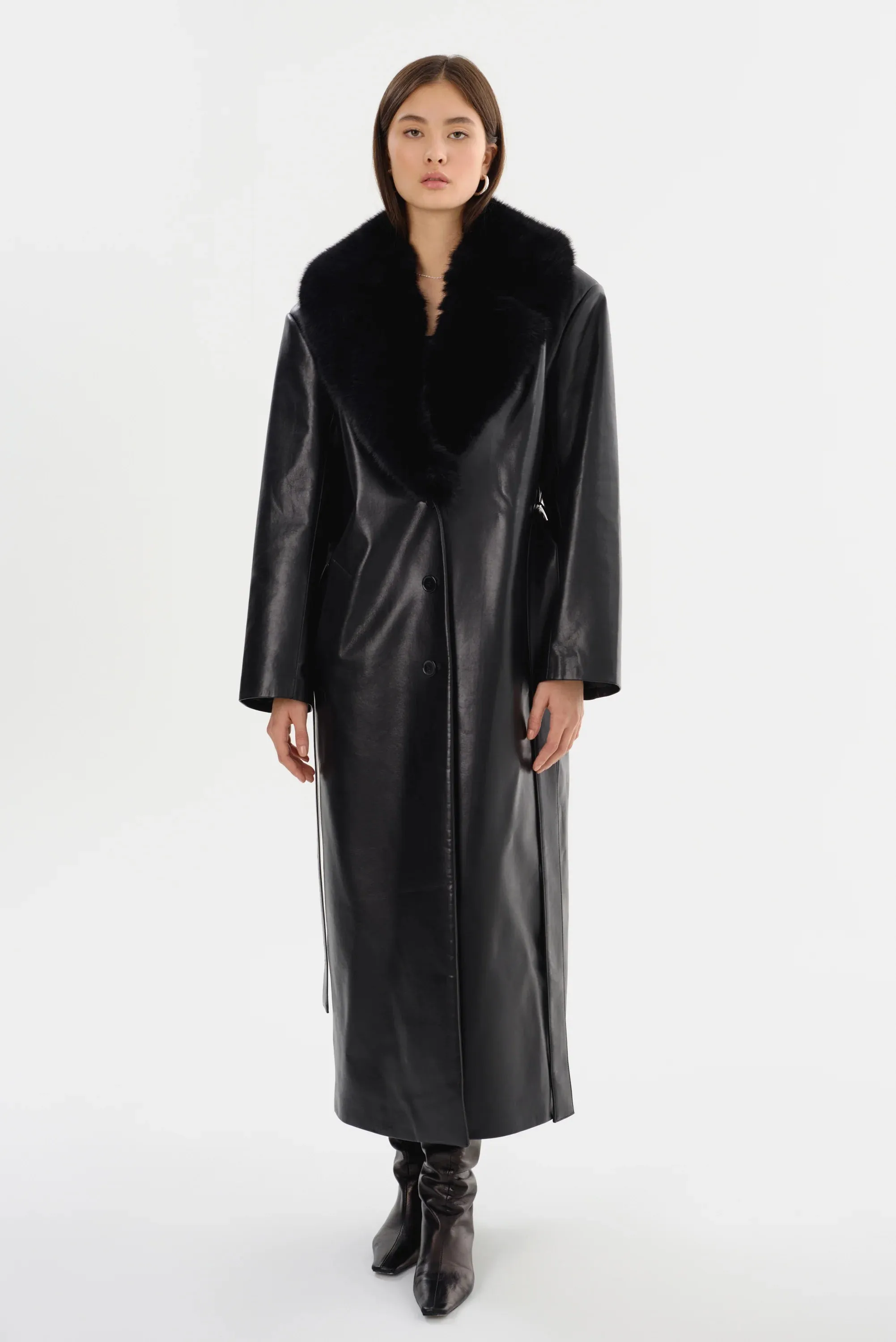 LaMarque Sarita Recycled Leather Maxi Coat | Black