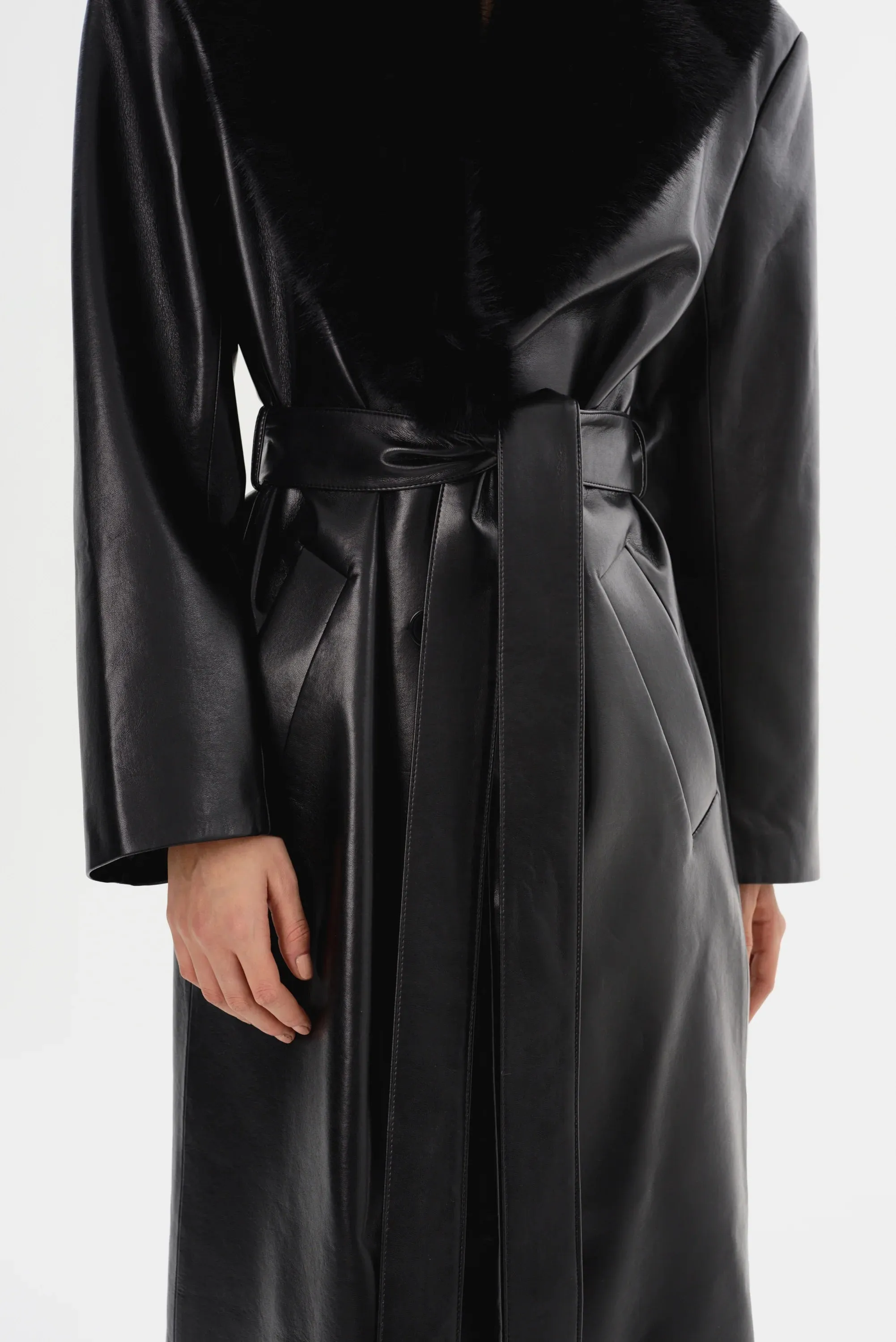 LaMarque Sarita Recycled Leather Maxi Coat | Black