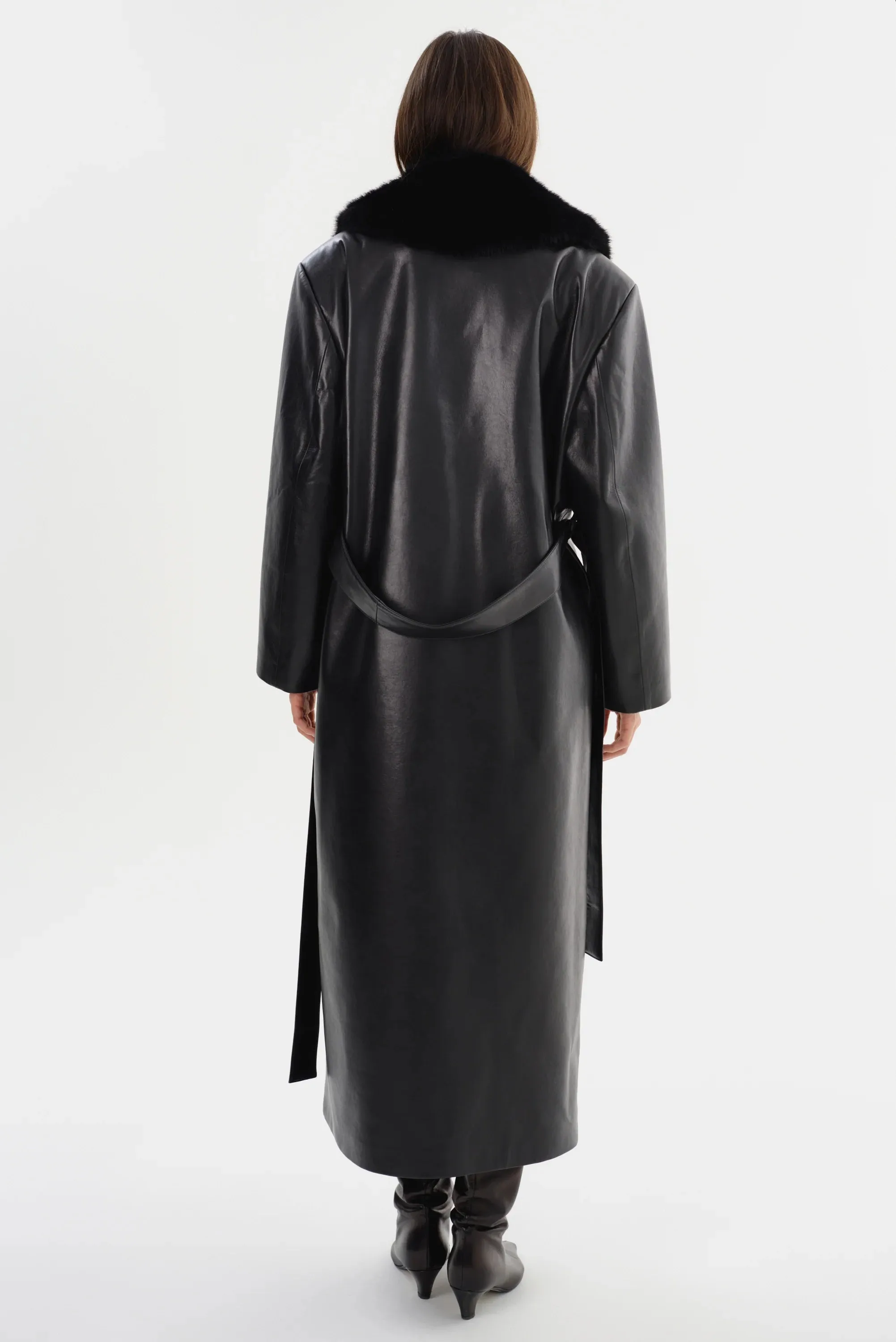 LaMarque Sarita Recycled Leather Maxi Coat | Black