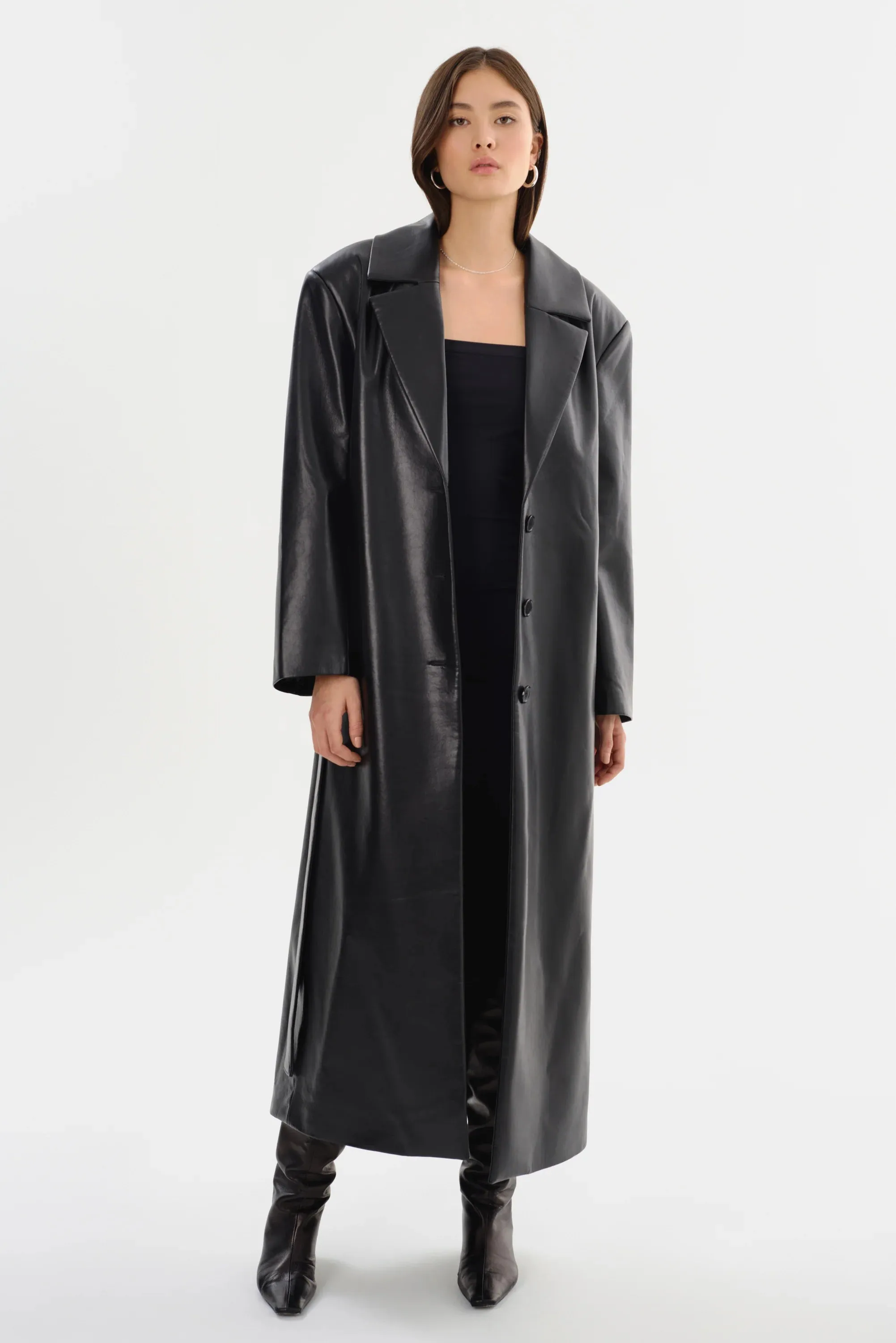 LaMarque Sarita Recycled Leather Maxi Coat | Black