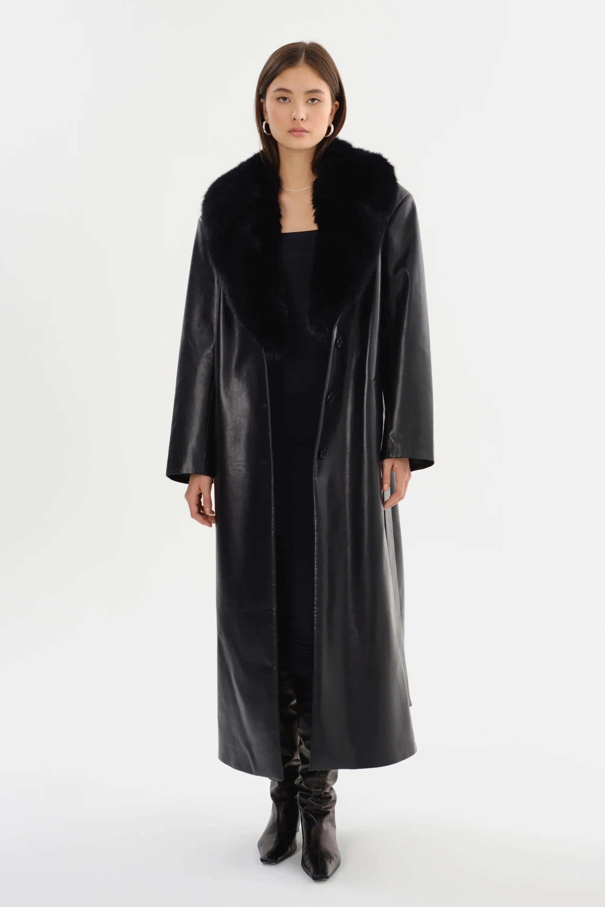 LaMarque Sarita Recycled Leather Maxi Coat | Black