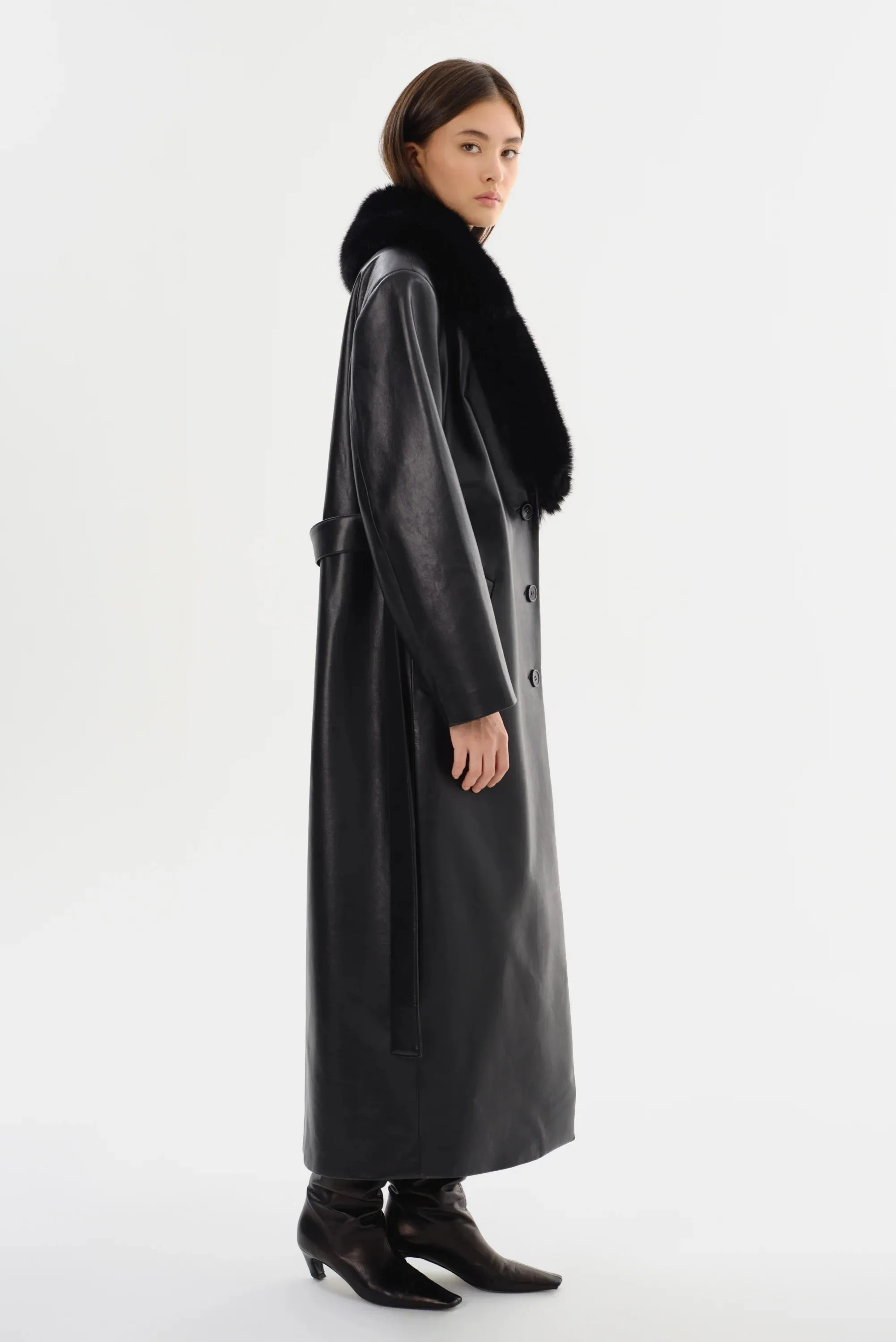 LaMarque Sarita Recycled Leather Maxi Coat | Black
