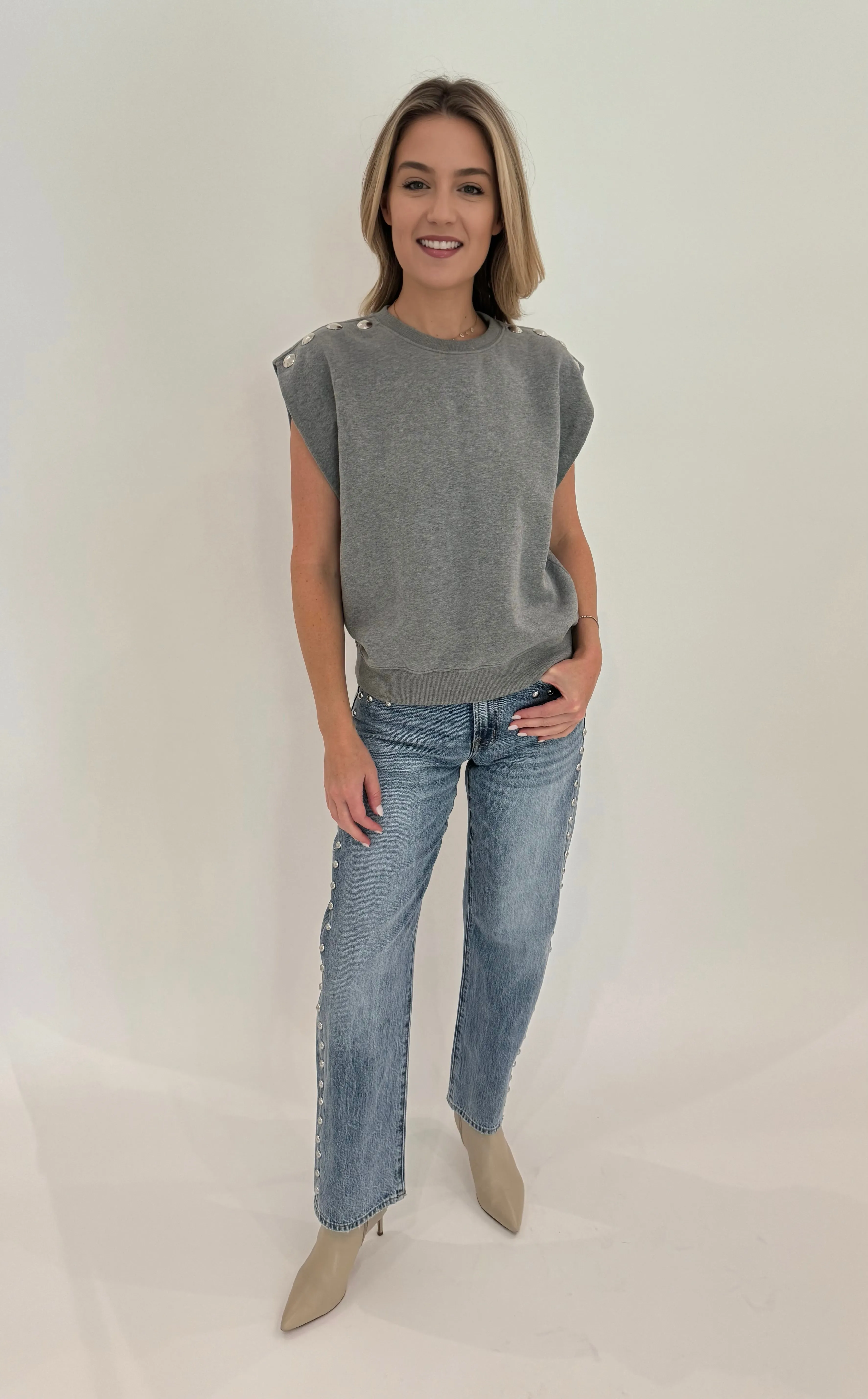Lexi Mid Rise Bowed Straight Jeans - Satellite
