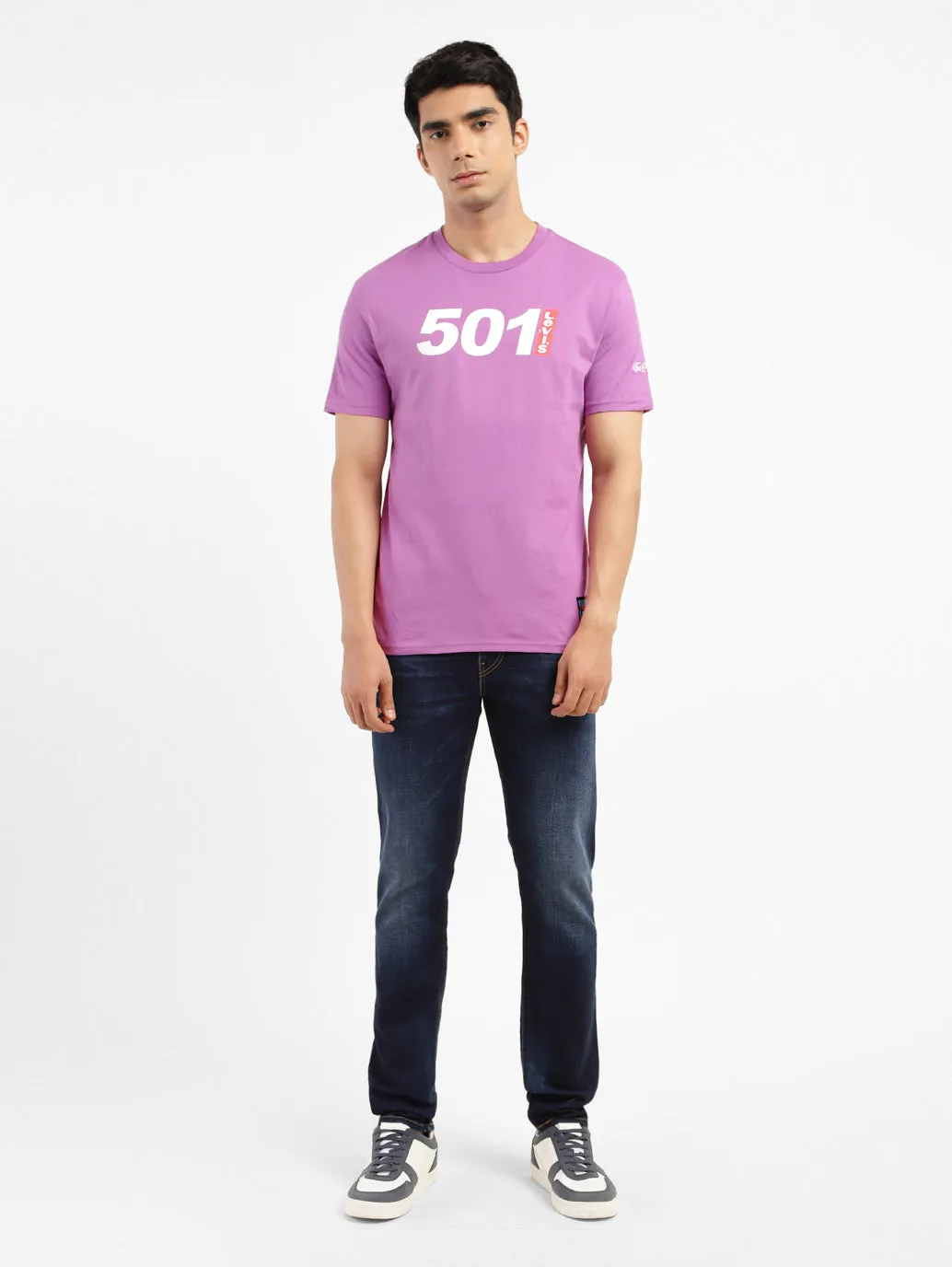 Men's Printed Slim Fit T-shirt Purple