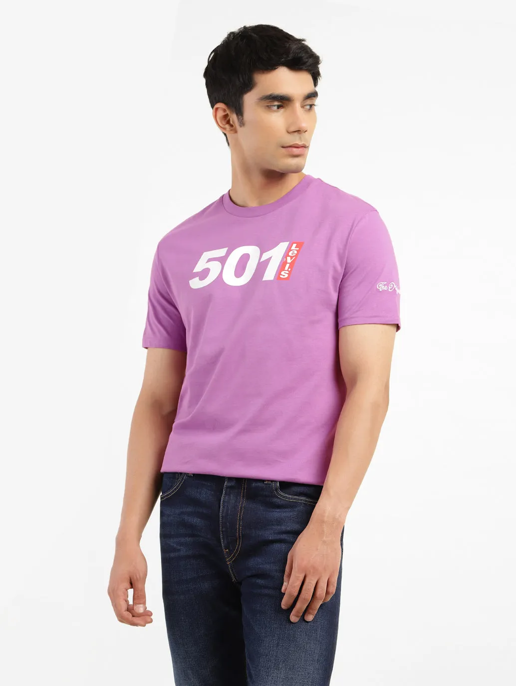 Men's Printed Slim Fit T-shirt Purple