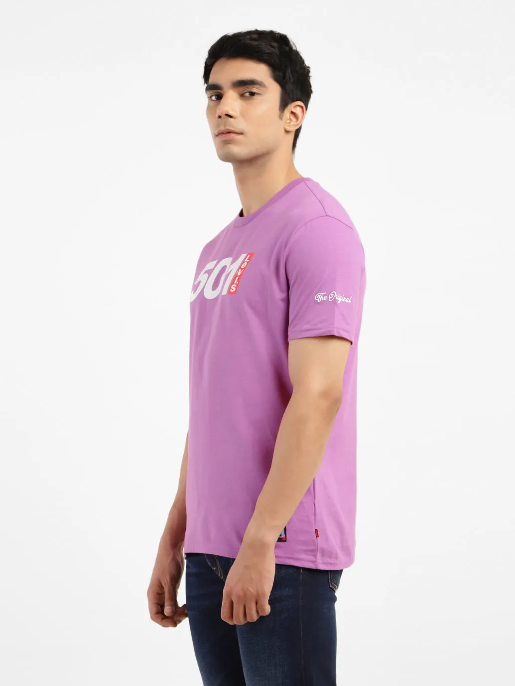 Men's Printed Slim Fit T-shirt Purple