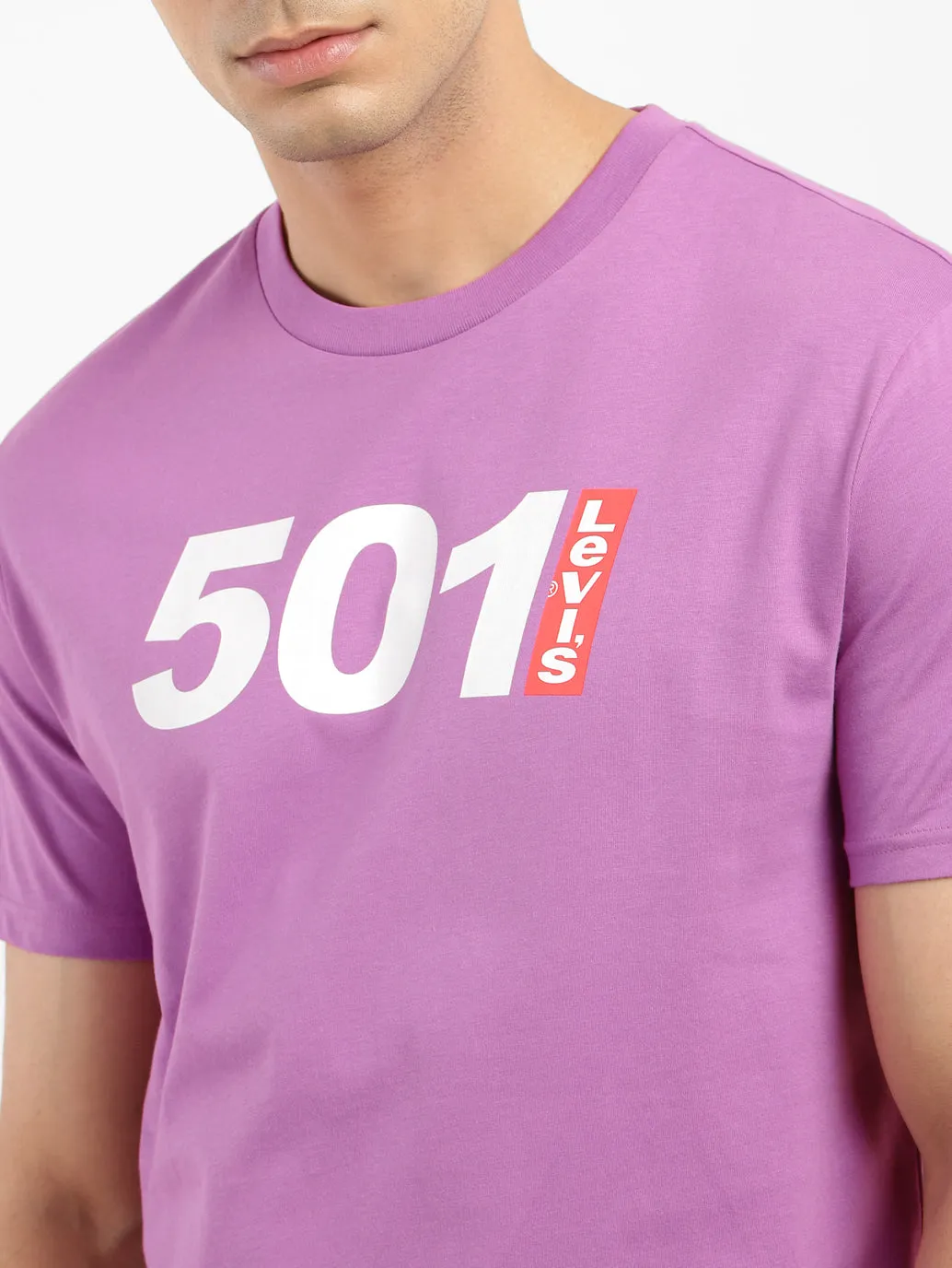 Men's Printed Slim Fit T-shirt Purple