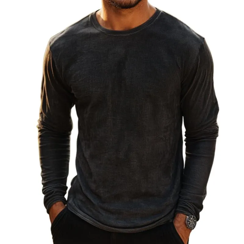 Men's Retro Casual Printed Round Neck Long Sleeve T-Shirt 02519845TO
