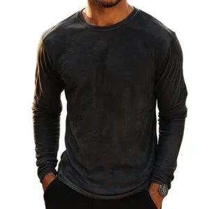 Men's Retro Casual Printed Round Neck Long Sleeve T-Shirt 02519845TO