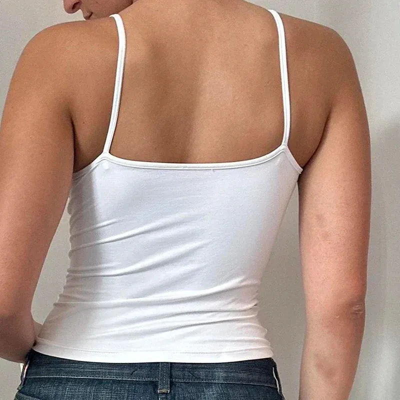 Metaversmall Strap Casual Solid Skinny Women Camis Tops Short Korean Style Homewear All-Match Summer Cropped Top Mini Streetwear