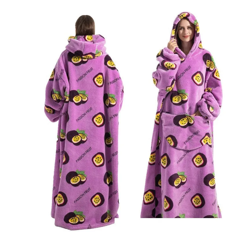 New Plus-sized Widened Homewear Lazy Blanket Warm Nightgown