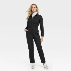Open Box - Universal Thread Women's Long Sleeve Button Down Coveralls Jumpsuits
