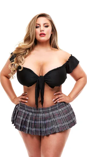 Plus Size Schoolgirl Black Crop Top