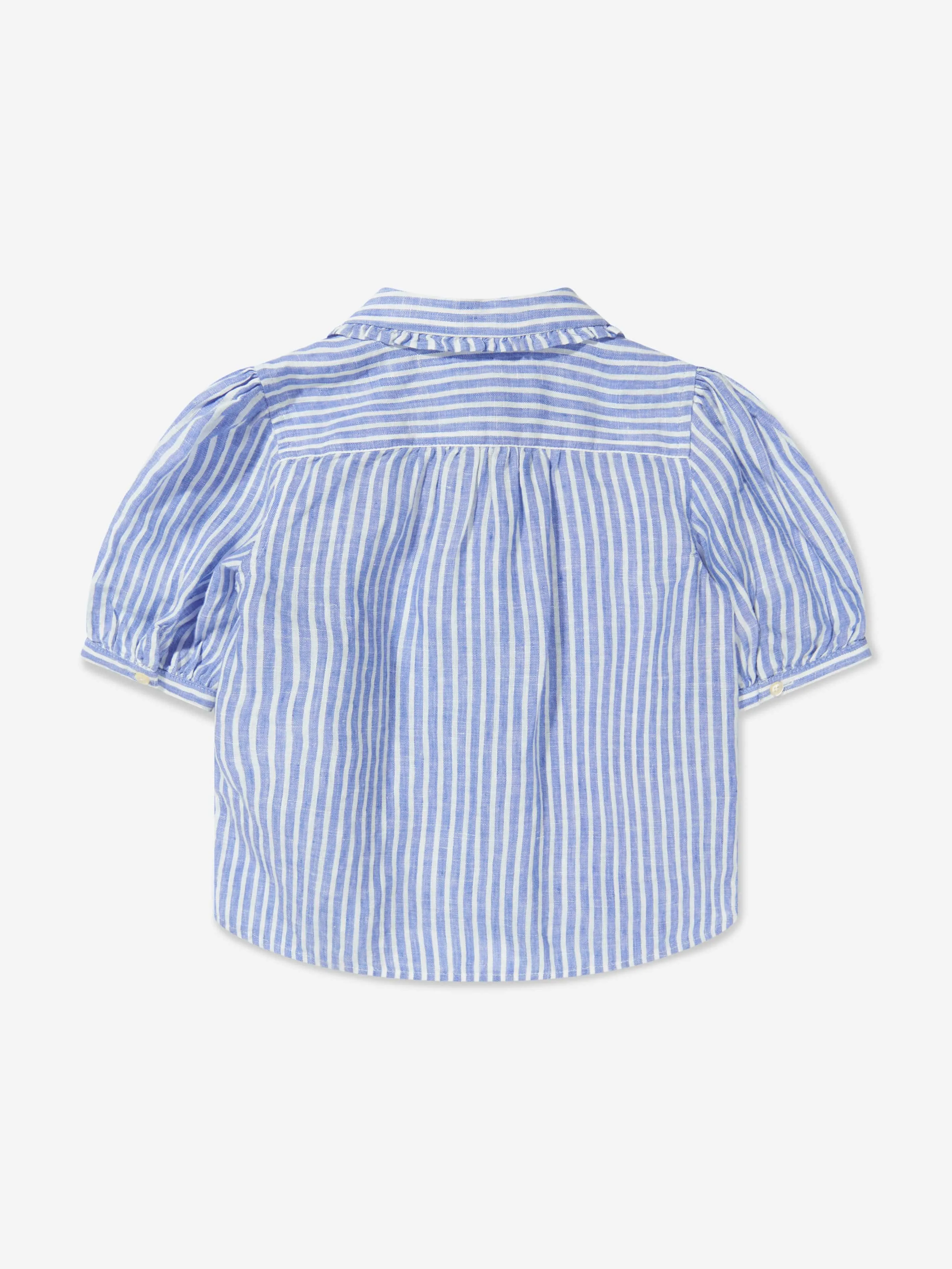 Ralph Lauren Girls Striped Kinsley Blouse in Blue